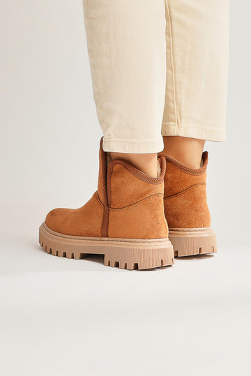 Aniitta Brown Suede Fur Short Boots