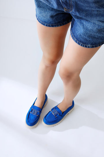 Ann-Sophi Saxe Suede Buckle Detail Oxford Shoes