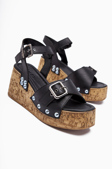 Jenni Black Screw Detail Platform Heeled Women's Sandals