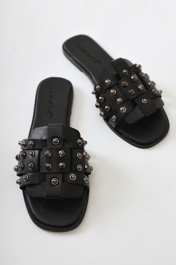 Aima Black Thin Strappy Sandals
