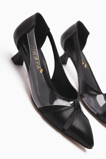 Fenja Black Transparent Edge Low Heel Shoes