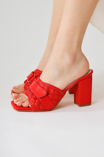 Prisha Red Stud Detail Patterned High Heel Shoes