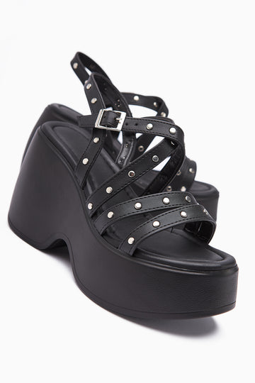 Ying Black Troc Wedge Heel Women's Sandals