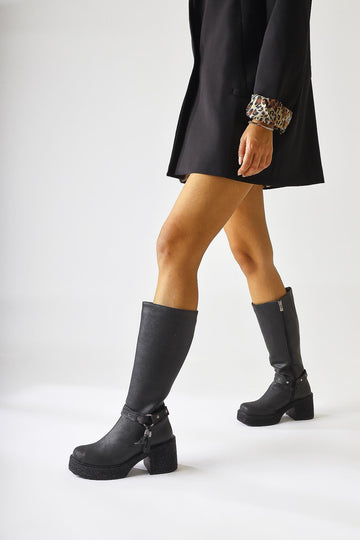 Kenzie Black Ankle Detail Boots