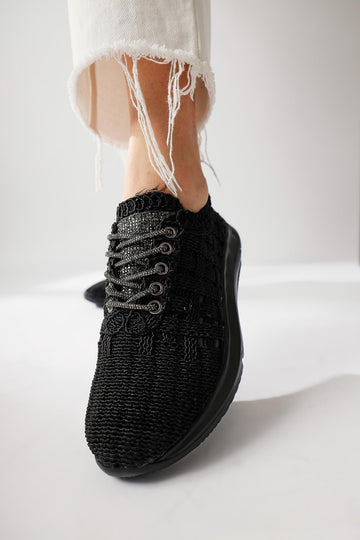 Melisia Black Stone Detailed Knitted Sneakers