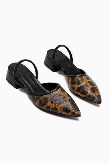 Rosa Leopard Pointed Toe Low Heel Women's Sandals