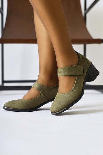 Rosaria Khaki Suede Single Strap Low-Cut Casual Shoes