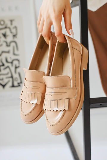 Begona Salmon Patent Leather Tassel Detailed Casual Shoes