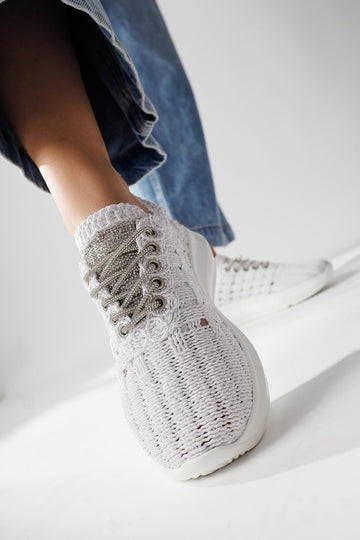Melisia White Stone Detailed Knitted Sneakers