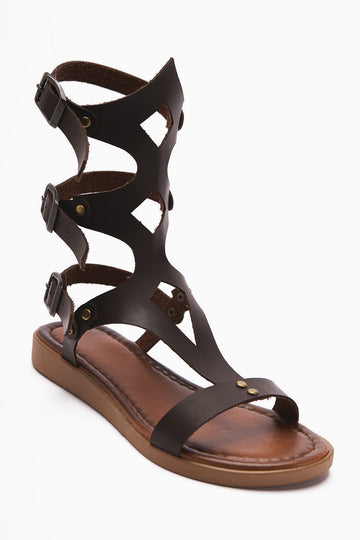 Genuine Leather Hill Brown Gladiator Sandals