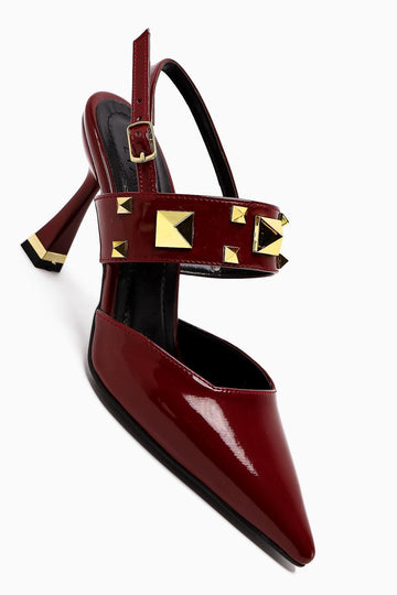 Jasmine Burgundy Patent Leather Closed Toe Heeled Women's Shoes