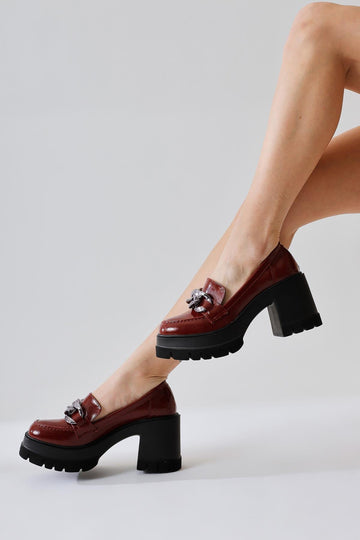 Chanpen Claret Red Buckle Detailed Platform Casual Shoes