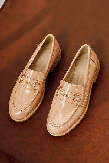 Lise Lott Salmon Patent Leather Buckle Detailed Casual Shoes