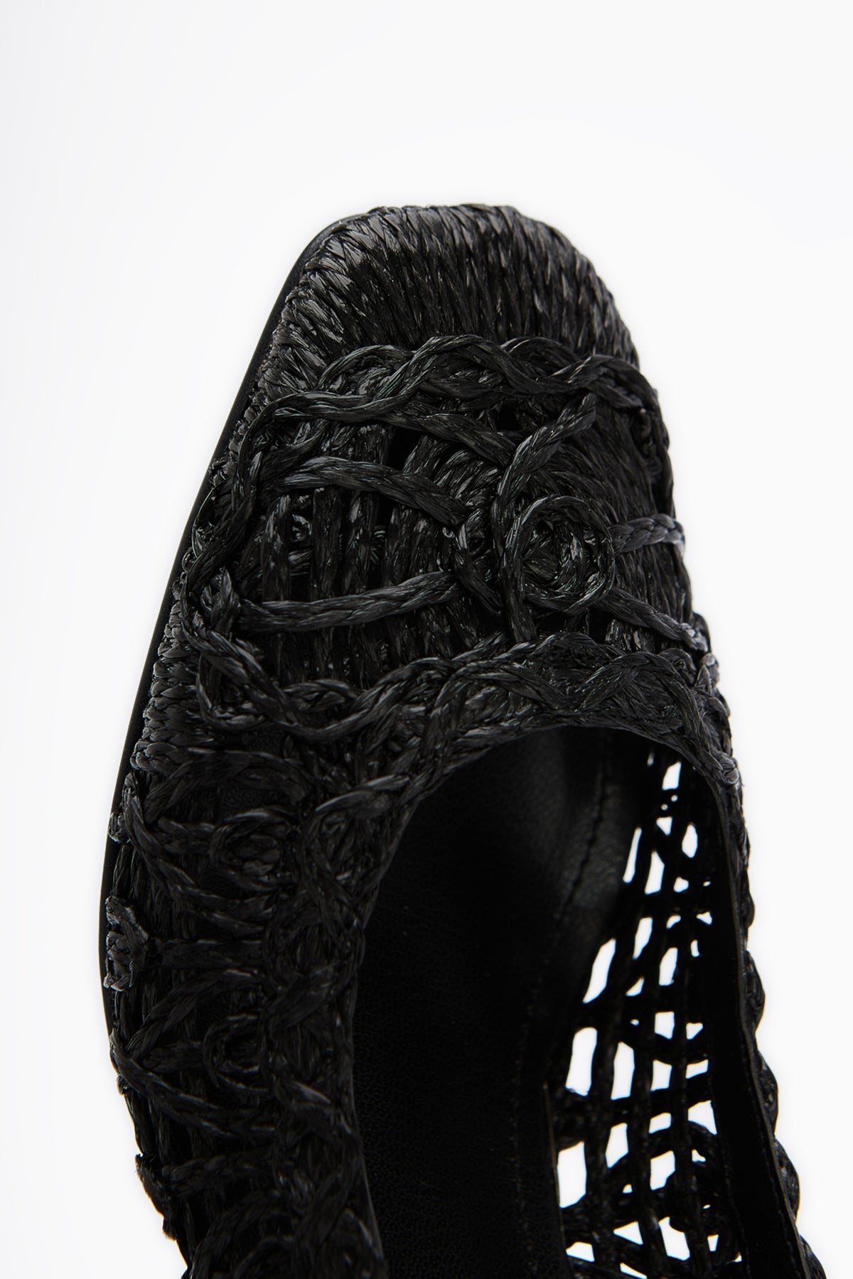 Ronja Damen Schwarz Gewebter Quadratischer Zehensandale