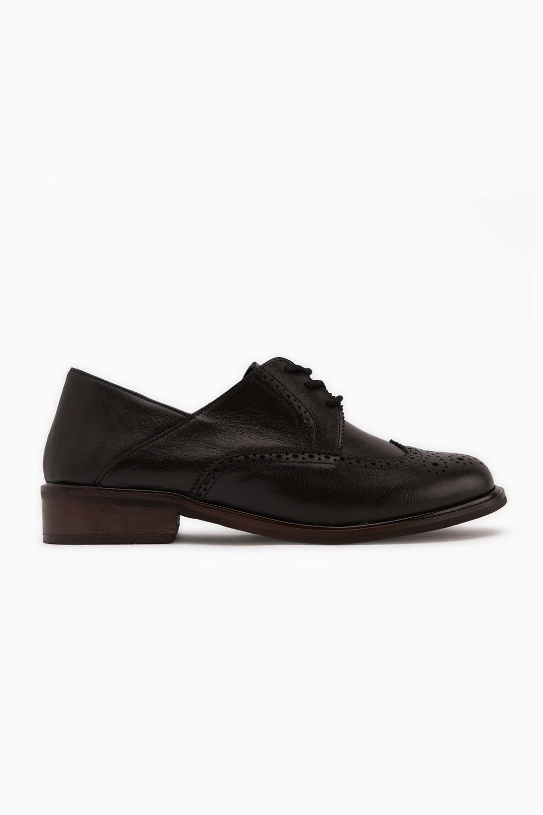 Dena Echtes Leder Schwarz Schnür-Brogue Oxford Damen Schuhe