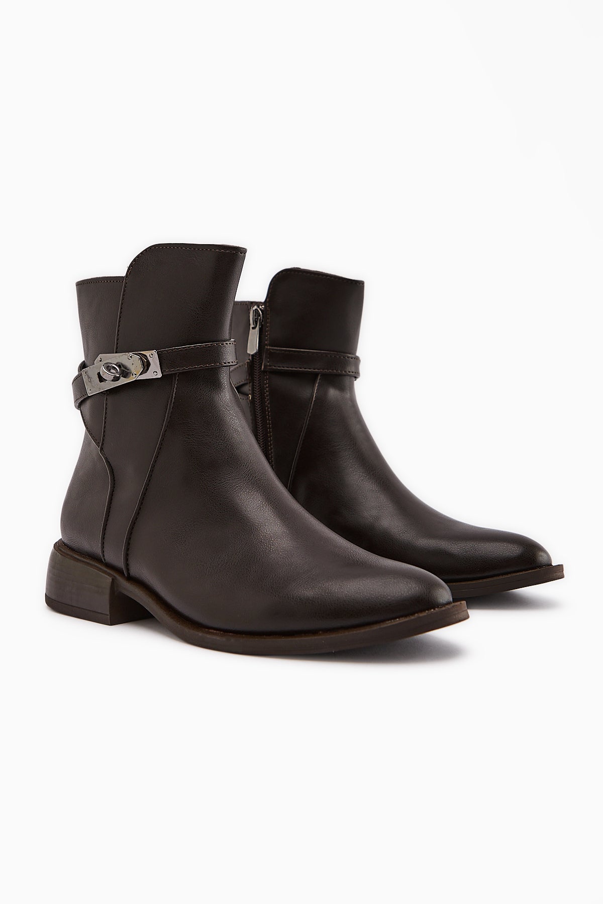 Tinna Coffee Buckle Detailed Women's Boot