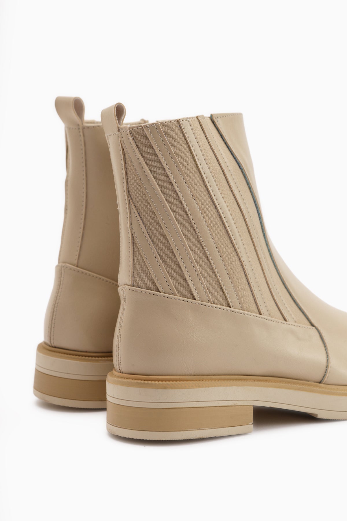 Lena Beige Elastic Detailed Women's Boot