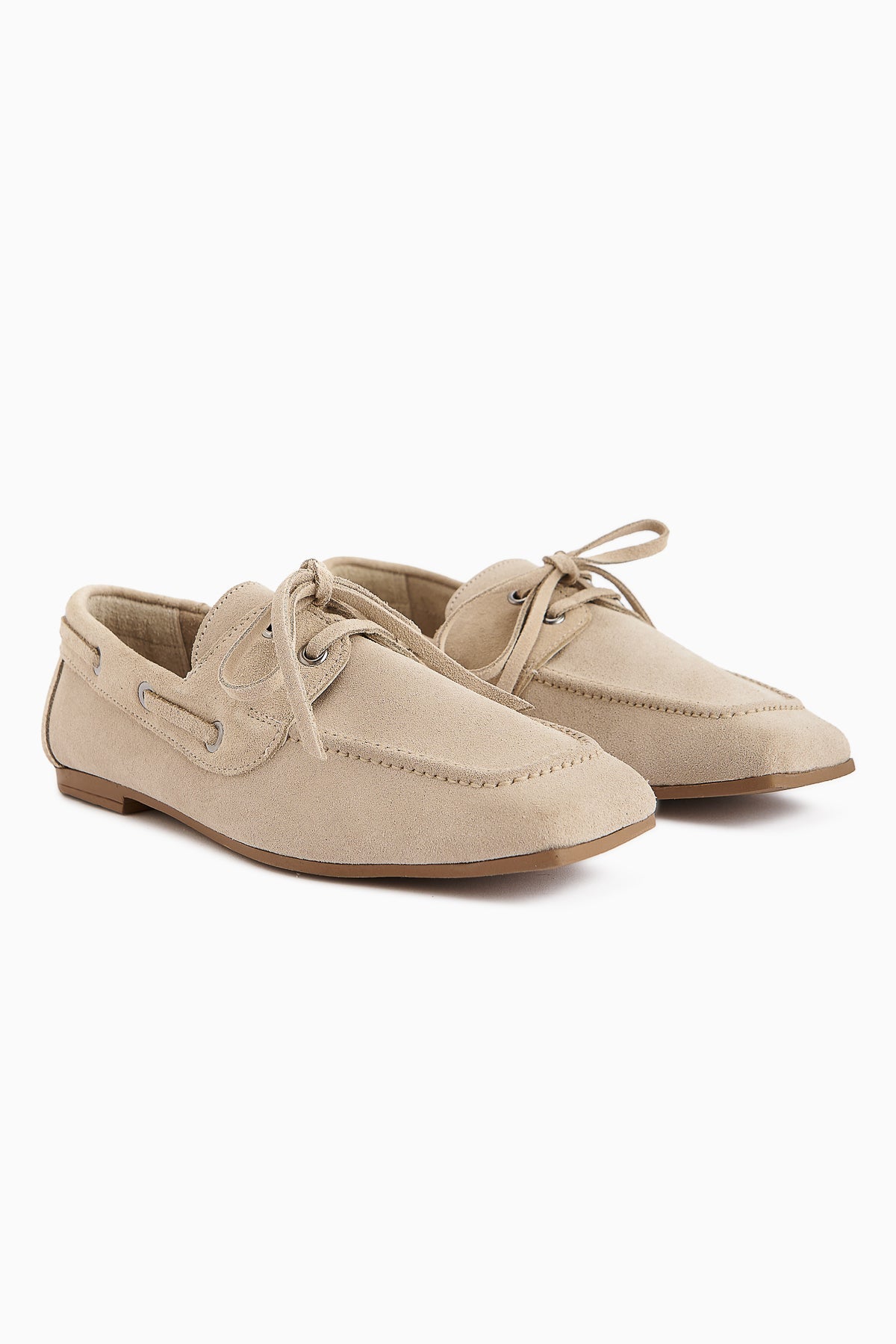 Arian Genuine Beige Suede Leather Lace-Up Moccasin Daily Loafer