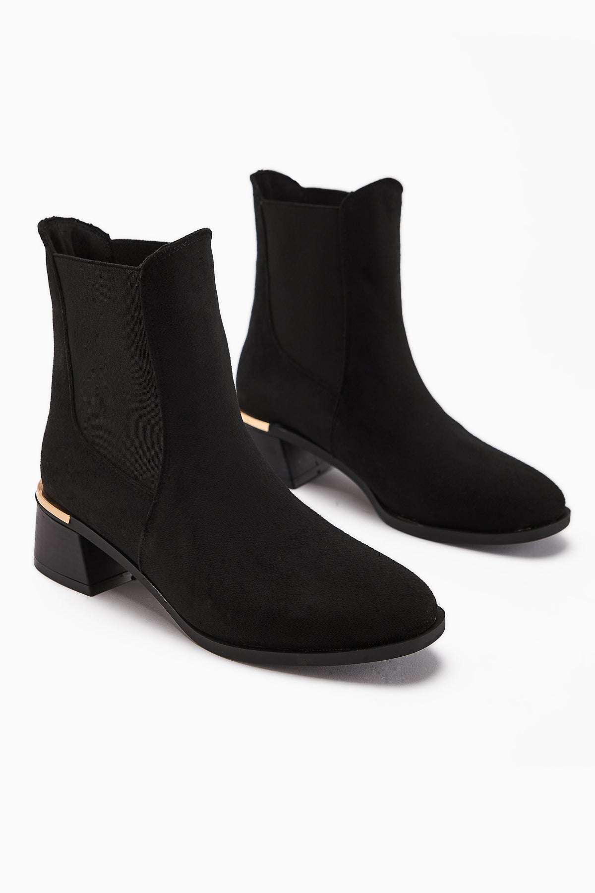 Verna Black Suede Elasticated Women's Heeled Boot