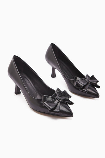 Denita Black Bow Detail Women's High Heels