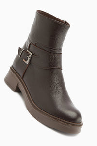 Clary Genuine Leather – Brown Belted Boot (Women)