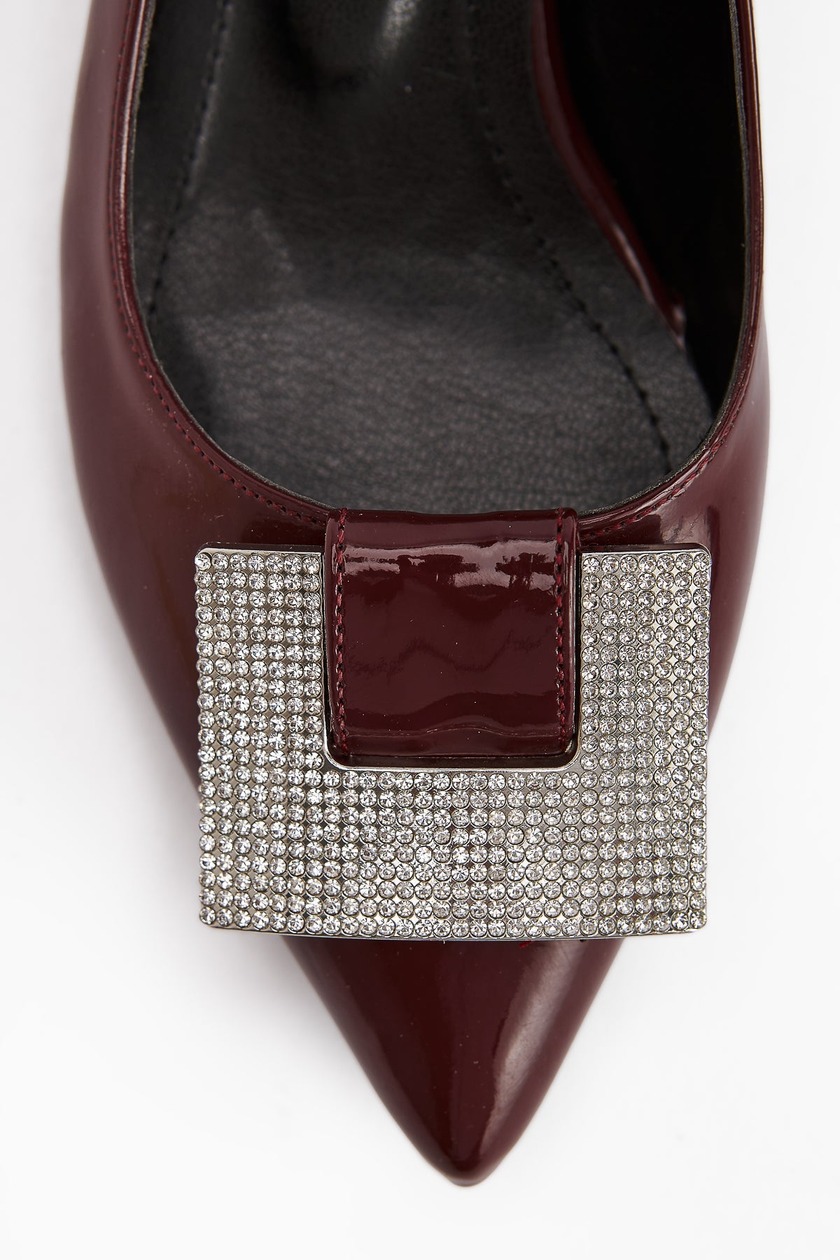 Lini – Burgundy Patent Buckle-Detail Short-Heel Shoe (Women)