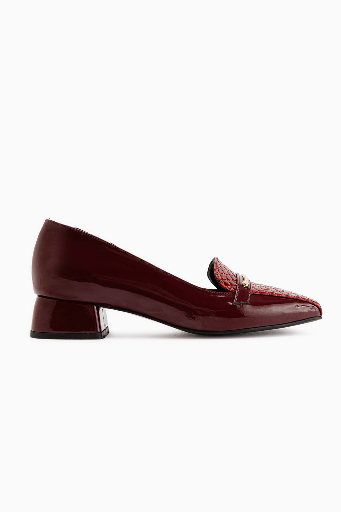 Verna Bordeaux Lack Kroko Detail Damen Absatzschuhe
