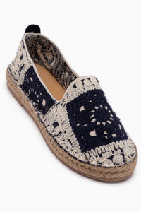 Rosie Navy Bohemian Woven Pattern Espadrille Loafer Women’s Shoes