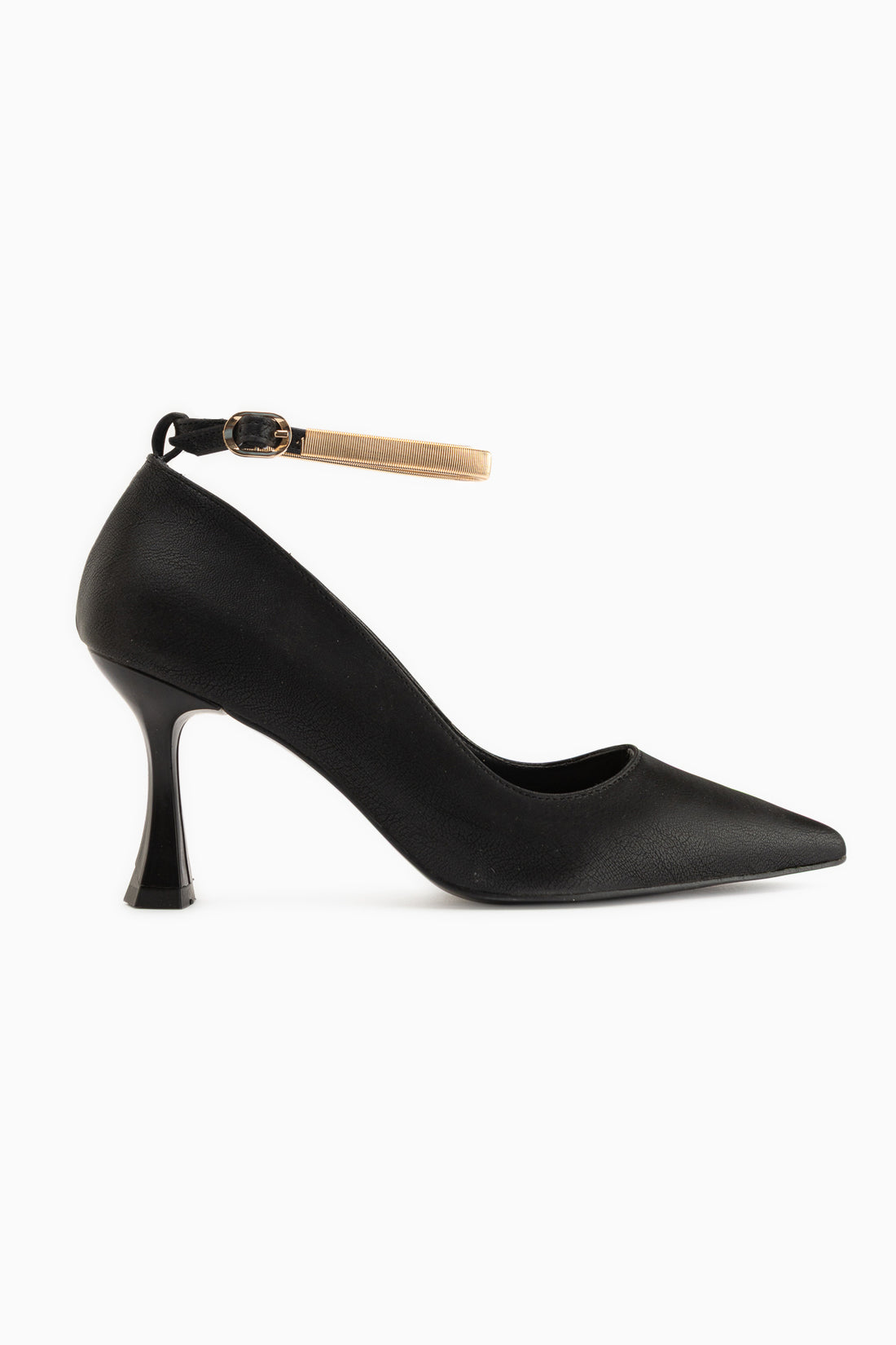 Lora Schwarz Knöchelriemen Spitz Zehen Damen Absatzschuhe