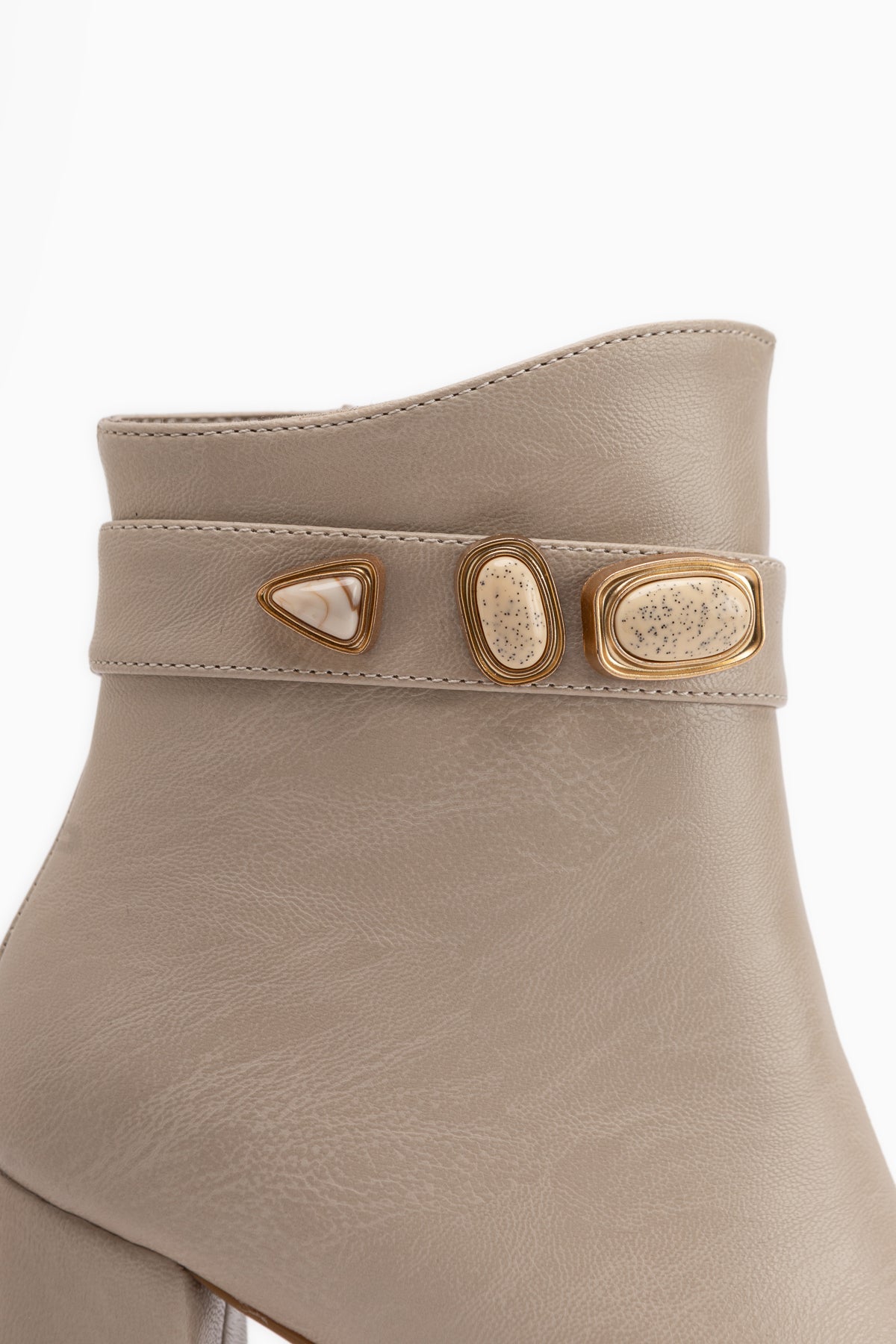 Loretta Beige Abnehmbarer Schaft 2-in-1 Absatz Damen Stiefel & Stiefeletten