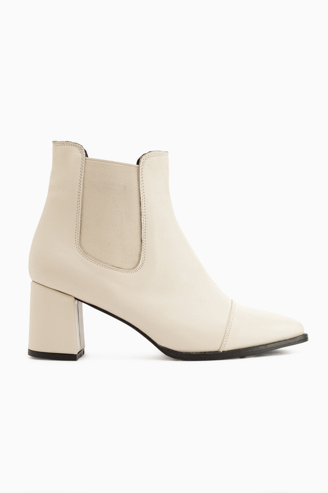Echtes Leder Beige Absatz Damen Stiefel