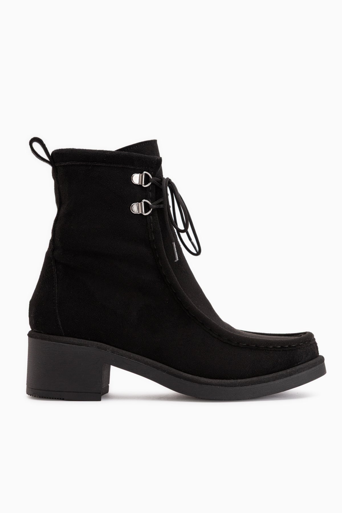Joey Black Suede Lace-Up Thick Heeled Women’s Boots