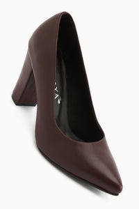 Emily Echtes Leder Bordeaux Dick Absatz Damen Schuhe