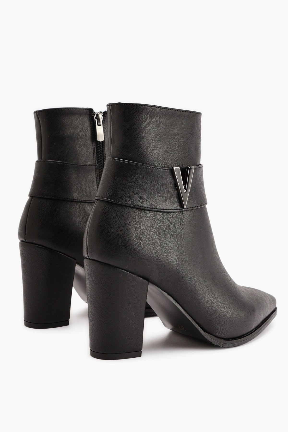 Elvia Black Buckled Chunky Heel Boots