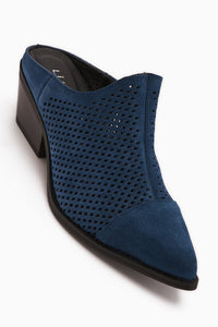 Lamai Genuine Leather Blue Closed Toe Women’s Slippers