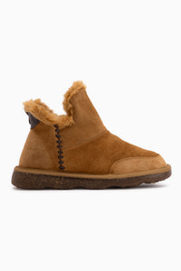 Lorrie Echtes Leder Tan Wildleder Pelz Damen Kurzstiefel