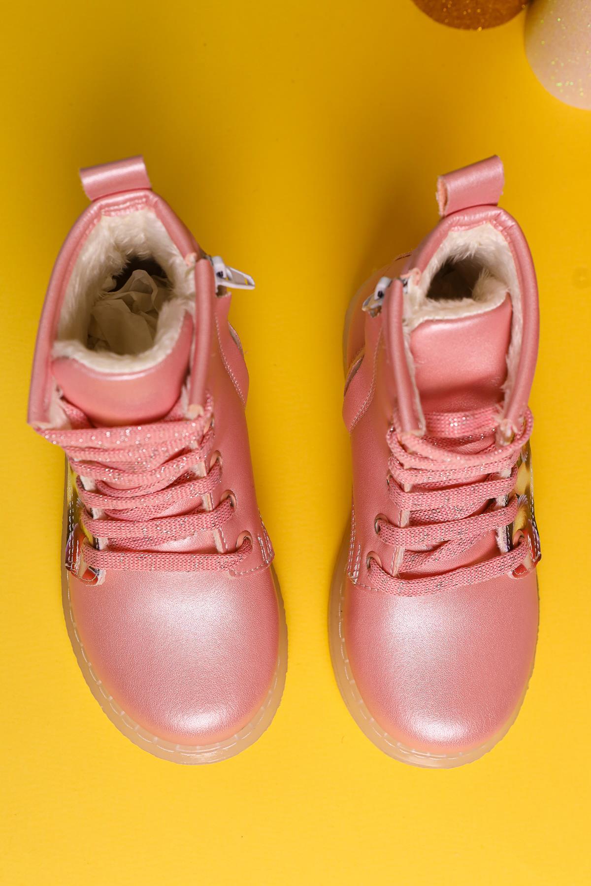 Liselle Rosa Cartoon-Charakter-Druck Schnür-Kinderstiefel