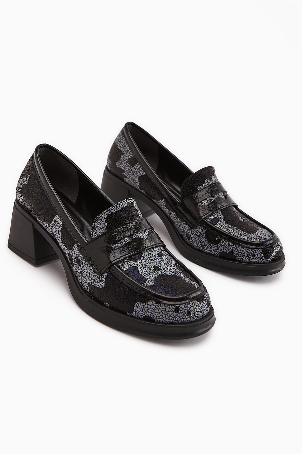 Keyla Black Monochrome Patterned Women's Loafer