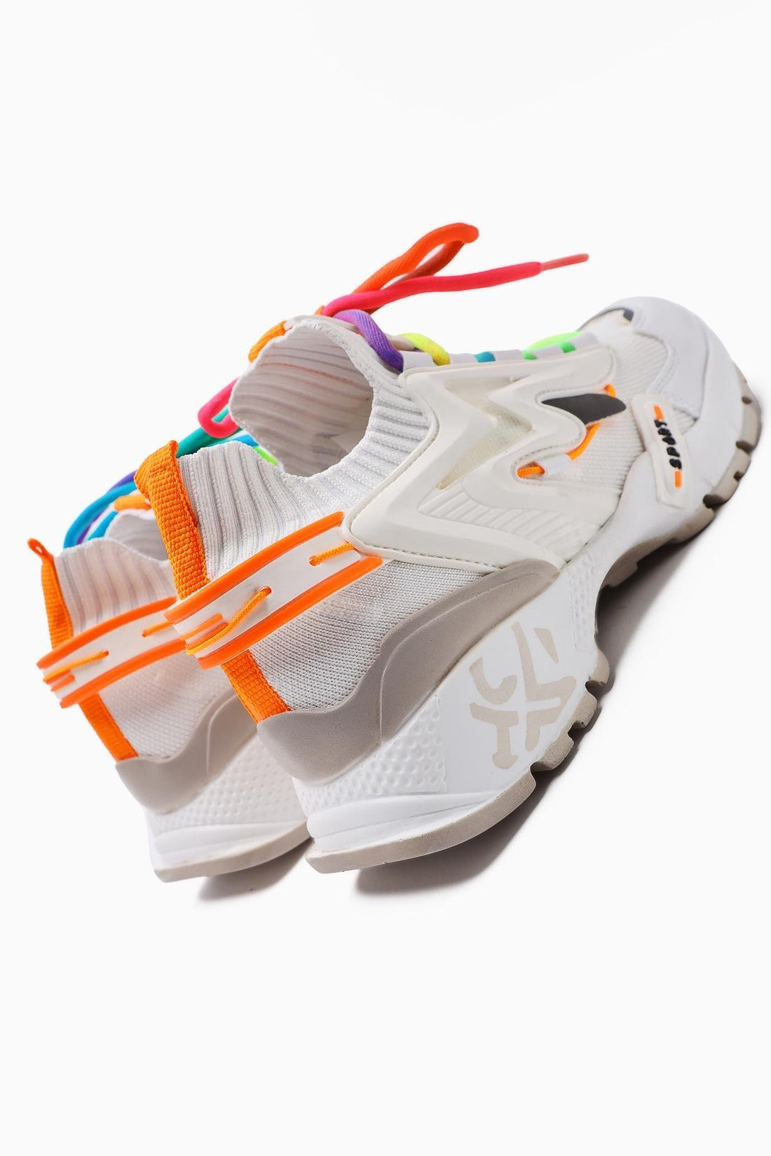 Anabell Beyaz Triko Süet Detaylı Renkli Bağcıklı Kadın Sneakers