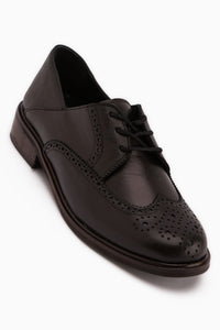 Dena Echtes Leder Schwarz Schnür-Brogue Oxford Damen Schuhe