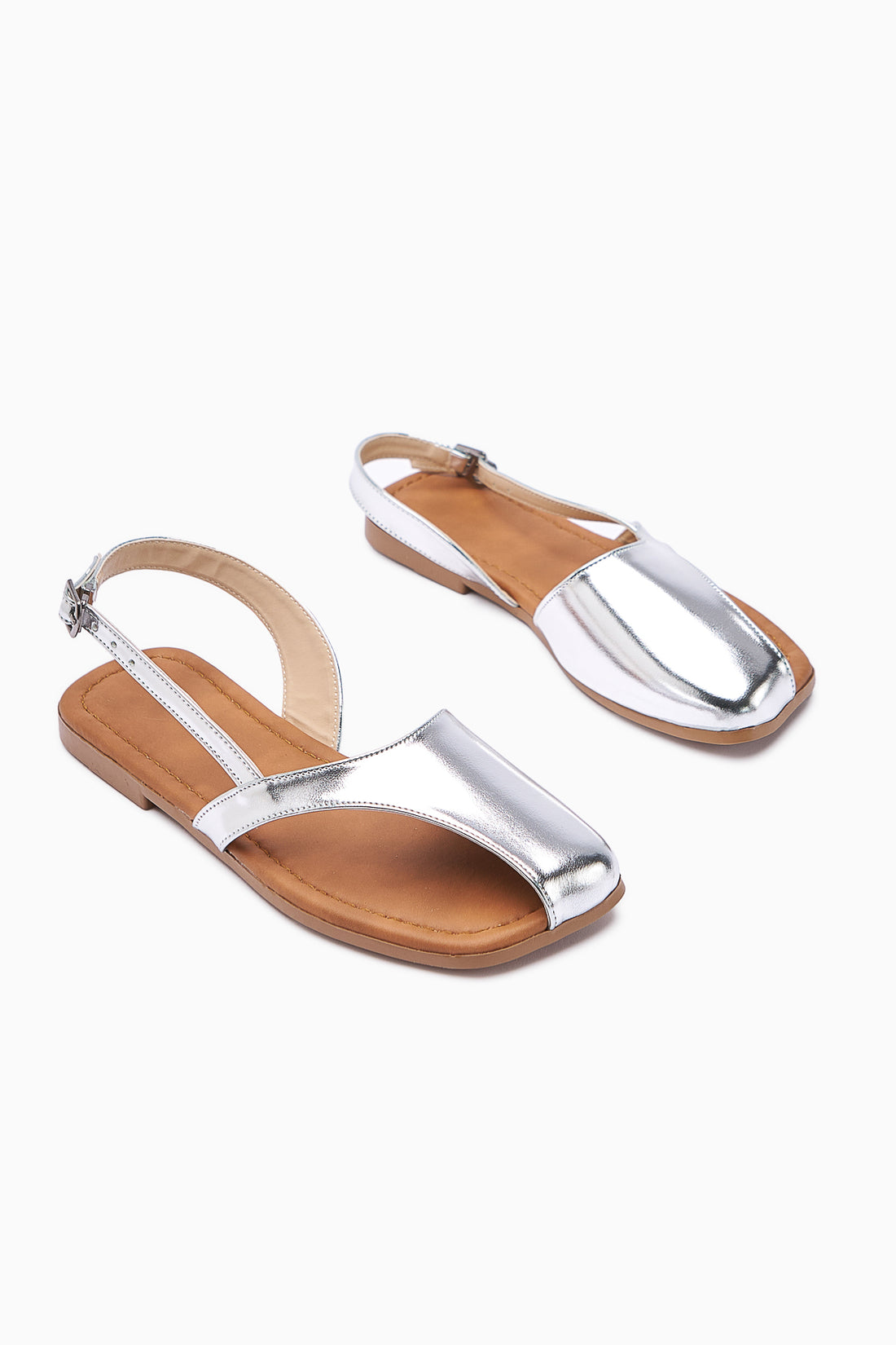 Agnez Silber Gürtel Detail Damen Sandale