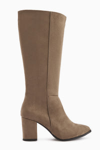 Tatum Beige Wildleder Spitzzehen Mittel Hohe Stiefel