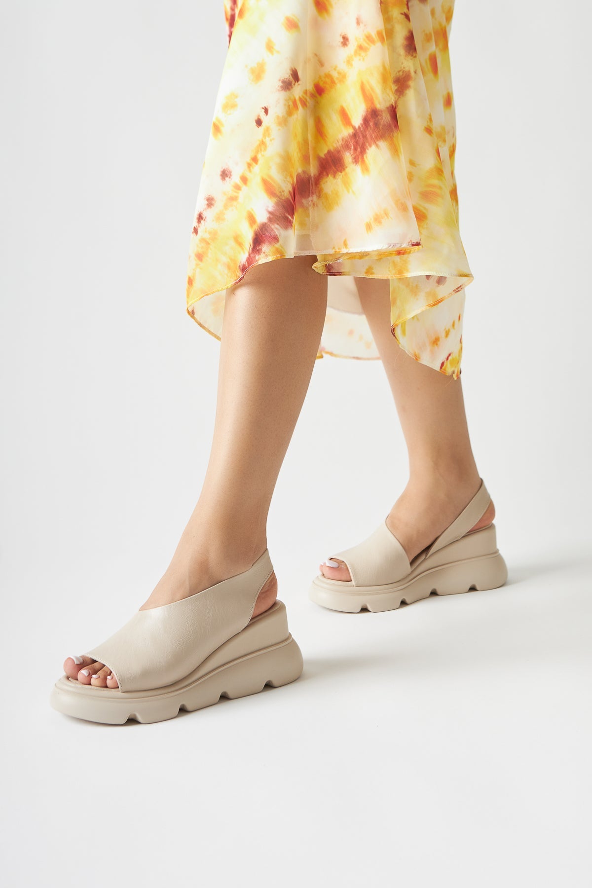 Lima Beige Dicke Sohle Offene Zehen Damen Sandalen