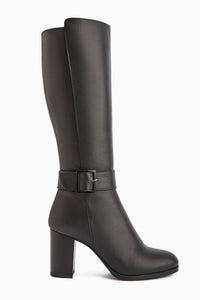 Jeen Genuine Leather Black High-Heel Women's Boot