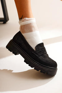 Gerta Black Suede Oxford Shoes