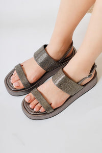 Cisela Platinum Stone Strappy Sandals