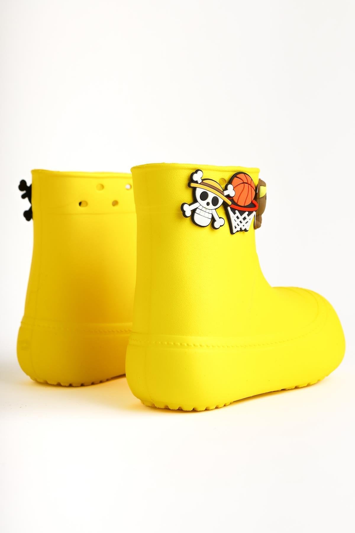 Chris Yellow Pin Detail Waterproof Kids Boots