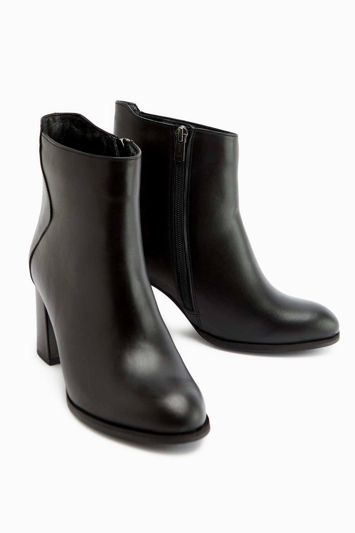 Eliza – Schwarz Echtleder Stiefelette mit Absatz (Damen)