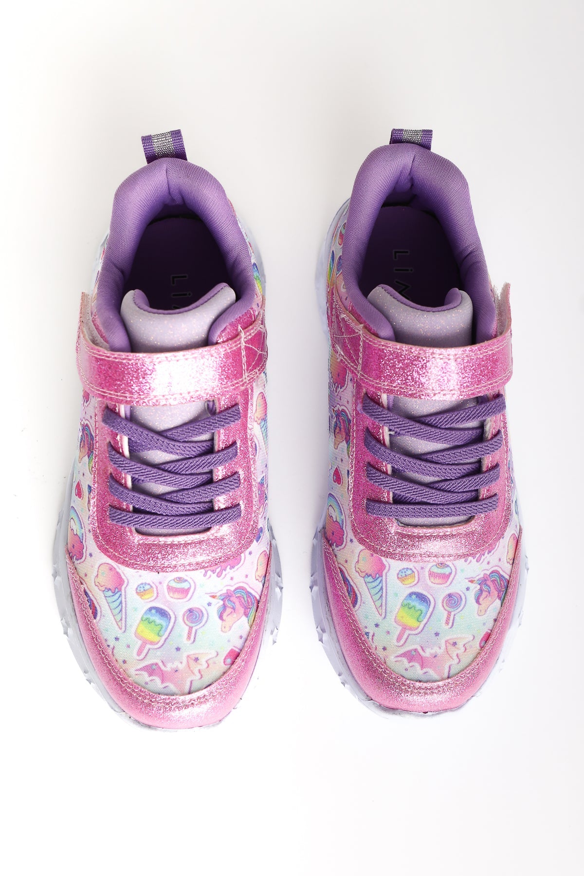 Leika Pink Glittery Light-Up Kids' Sneaker with Character Print