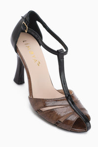 Mian Genuine Leather Gold Buckle Detailed Women’s Heeled Shoes